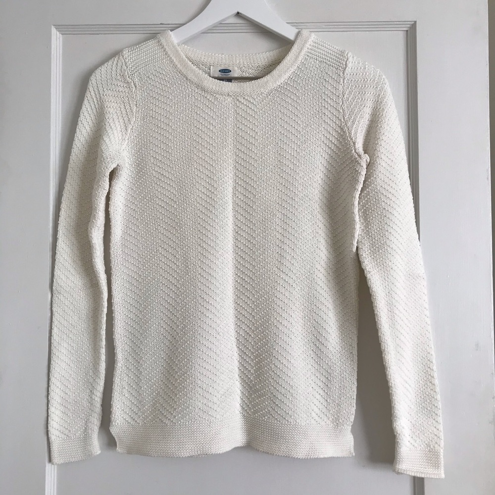 Old Navy ivory/cream herringbone knit sweater